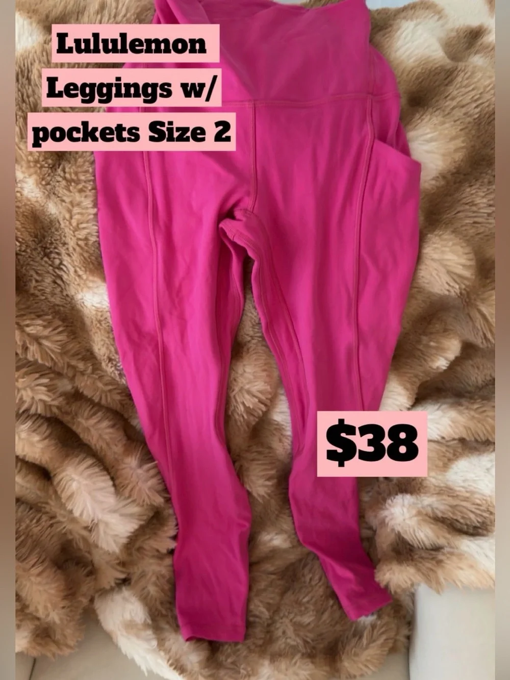 lululemon athletica Kids Bright Fuchsia Leggings with Side Pockets